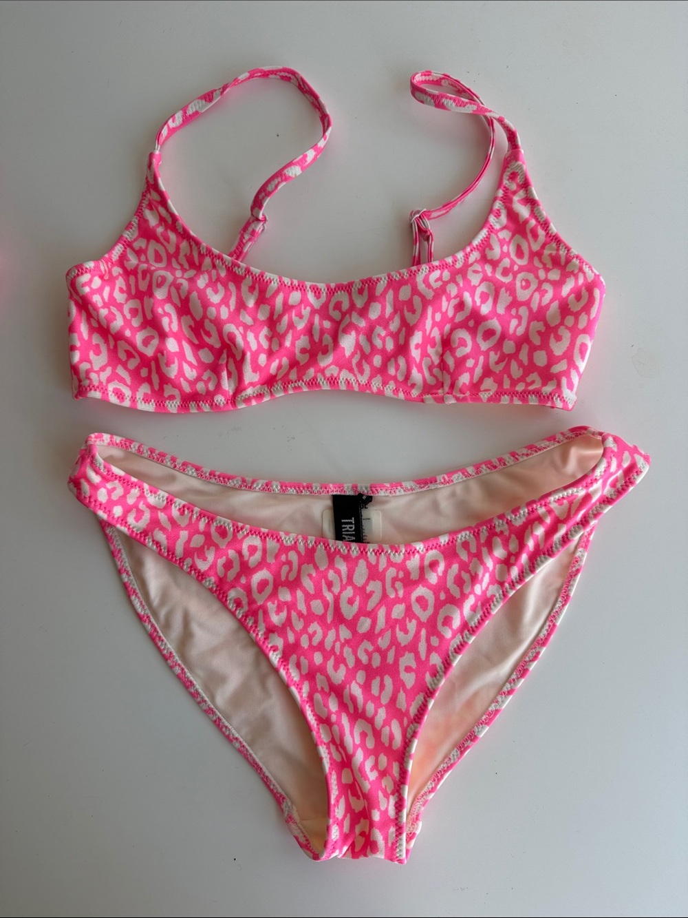triangl swimwear Neon Pink Leopard Bikini Set